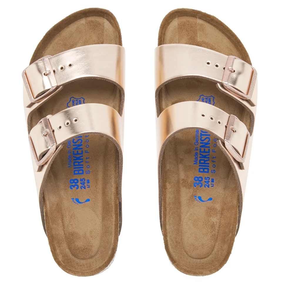 Birkenstock Women's Arizona Slim Fit Leather Double Strap Sandals - Metallic Copper 5 Birkenstock Women's Arizona Slim Fit Leather Double Strap Sandals - Metallic Copper - Image 3
