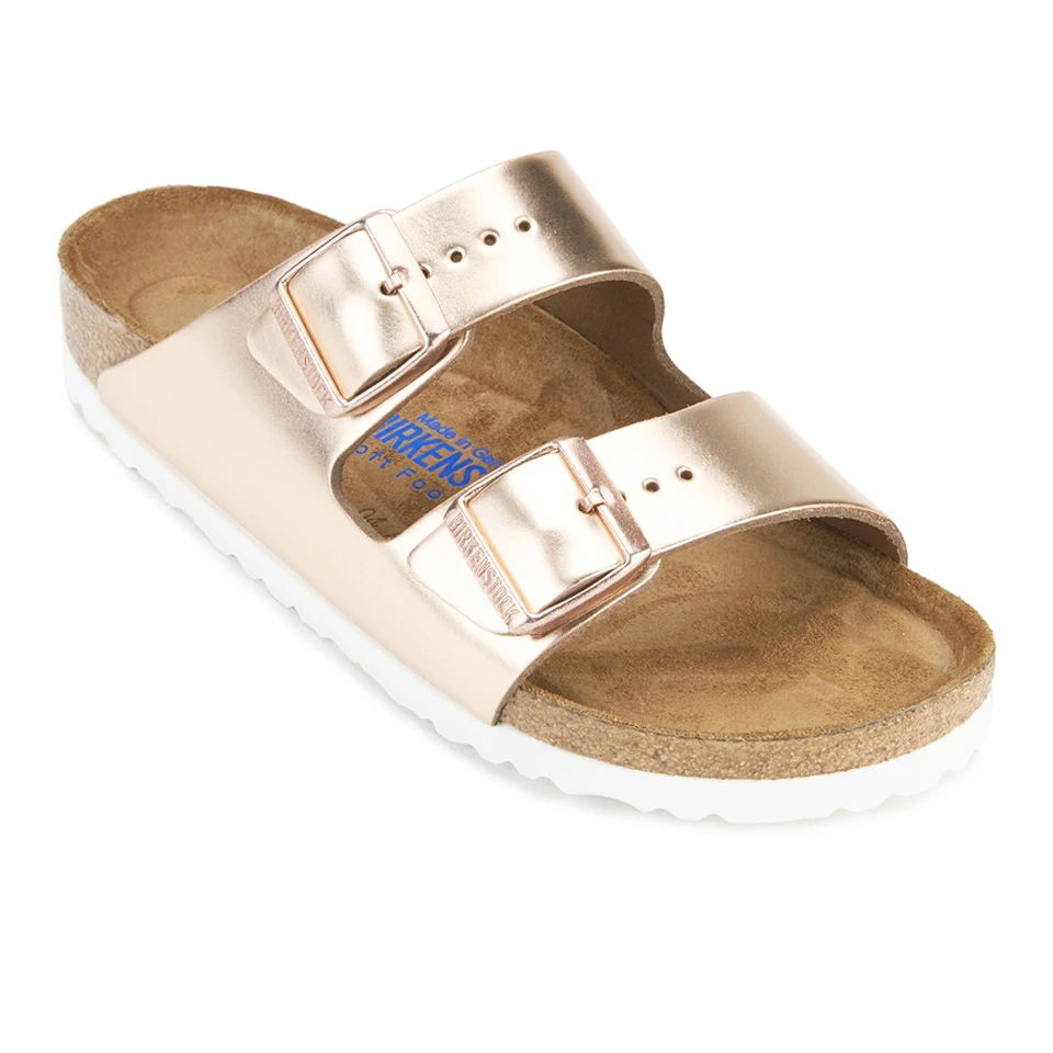 Birkenstock Women's Arizona Slim Fit Leather Double Strap Sandals - Metallic Copper 4 Birkenstock Women's Arizona Slim Fit Leather Double Strap Sandals - Metallic Copper - Image 2
