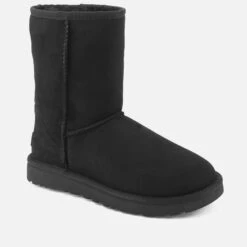 UGG Women's Classic Short II Sheepskin Boots - Black -Vans || Clarks || Ugg Sales 11307489 7054492323143235