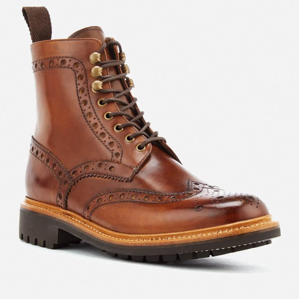 Grenson Men's Fred Hand Painted Leather Commando Sole Lace Up Boots - Tan 4 Grenson Men's Fred Hand Painted Leather Commando Sole Lace Up Boots - Tan - Image 2