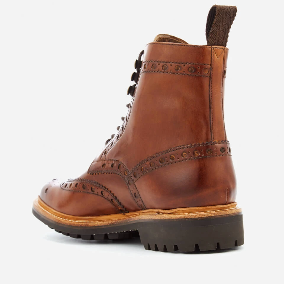 Grenson Men's Fred Hand Painted Leather Commando Sole Lace Up Boots - Tan 6 Grenson Men's Fred Hand Painted Leather Commando Sole Lace Up Boots - Tan - Image 4