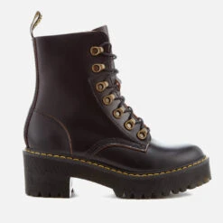 Dr. Martens Women's Leona Leather Lace Up Heeled Boots - Black