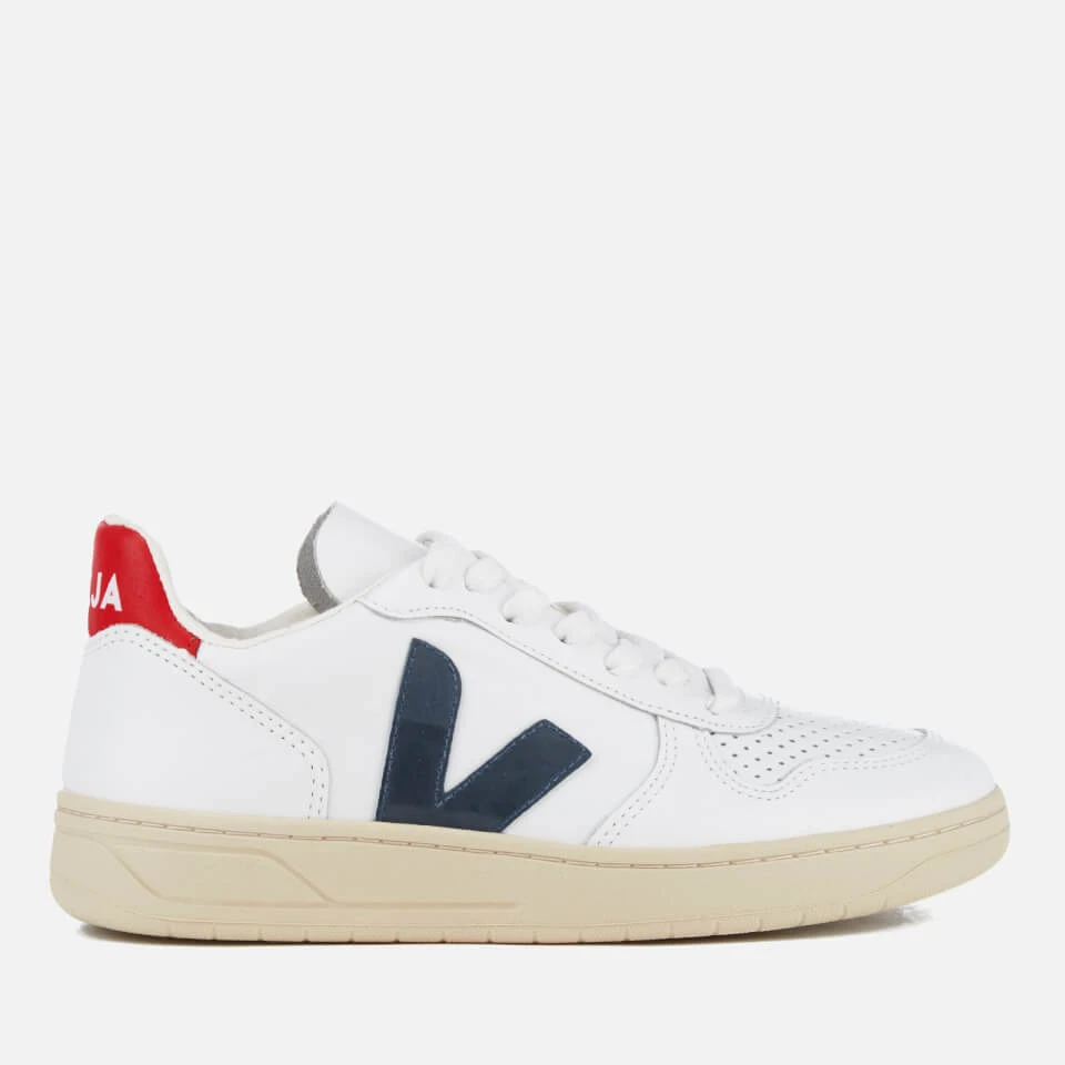 Veja Women's V-10 Leather Trainers - Extra White/Nautica/Pekin 3 Veja Women's V-10 Leather Trainers - Extra White/Nautica/Pekin
