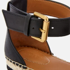 See By Chloé Women's Glyn Leather Espadrille Flat Sandals - Black -Vans || Clarks || Ugg Sales 11902591 5804642391777547