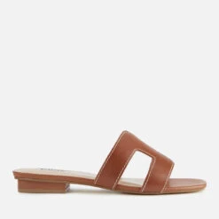Dune Women's Loupe Leather Mule Sandals - Tan