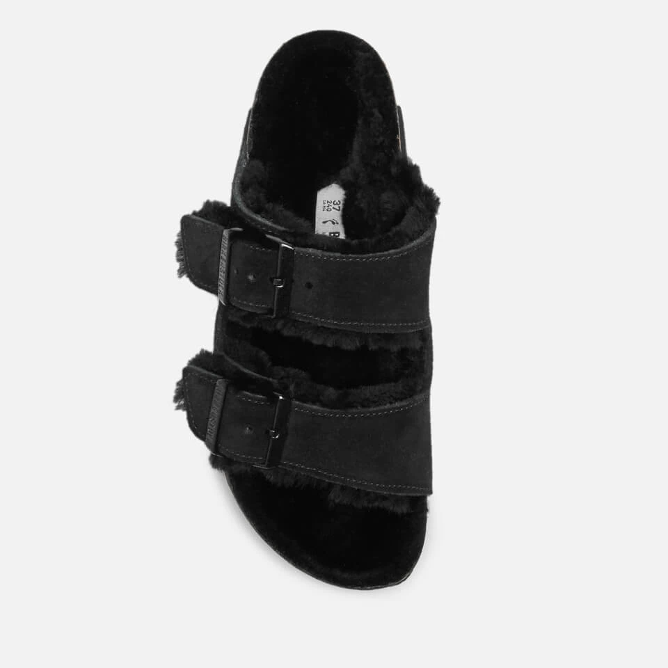 Birkenstock Women's Arizona Slim Fit Slim Fit Shearling Double Strap Sandals - Black/Black 5 Birkenstock Women's Arizona Slim Fit Slim Fit Shearling Double Strap Sandals - Black/Black - Image 3