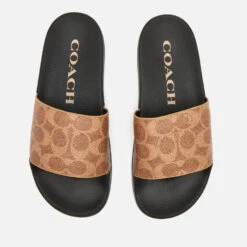 Coach Women's Udele Coated Canvas Slide Sandals - Tan