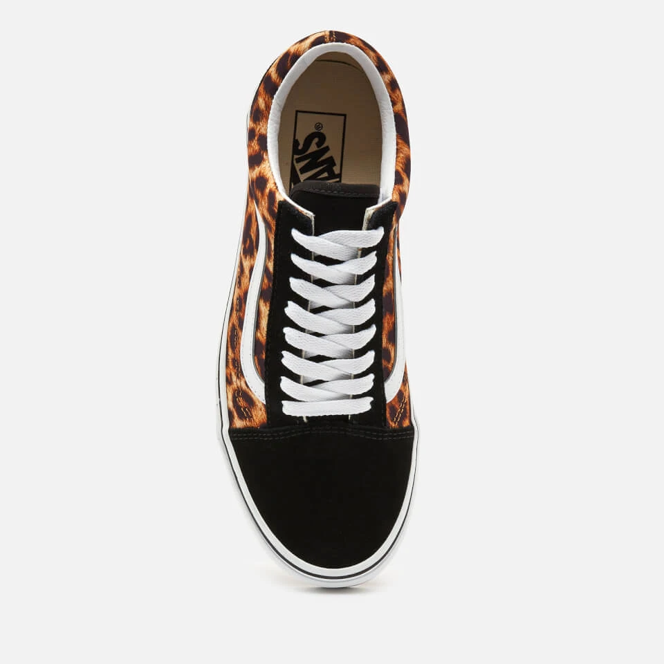 Vans Women's Leopard Old Skool Trainers - Black/True White 5 Vans Women's Leopard Old Skool Trainers - Black/True White - Image 3