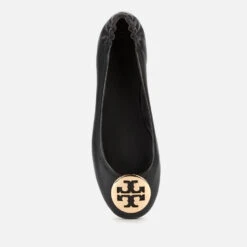 Tory Burch Women's Minnie Metal Logo Leather Ballet Flats - Perfect Black/Gold -Vans || Clarks || Ugg Sales 12851624 1624864280737677