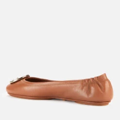 Tory Burch Women's Minnie Metal Logo Leather Ballet Flats - Royal Tan/Gold -Vans || Clarks || Ugg Sales 12851630 1354864280878023