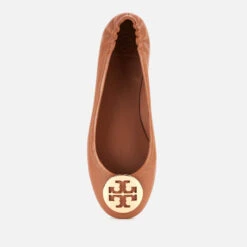 Tory Burch Women's Minnie Metal Logo Leather Ballet Flats - Royal Tan/Gold -Vans || Clarks || Ugg Sales 12851630 4674864280927376