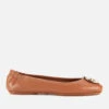 Tory Burch Women's Minnie Metal Logo Leather Ballet Flats - Royal Tan/Gold
