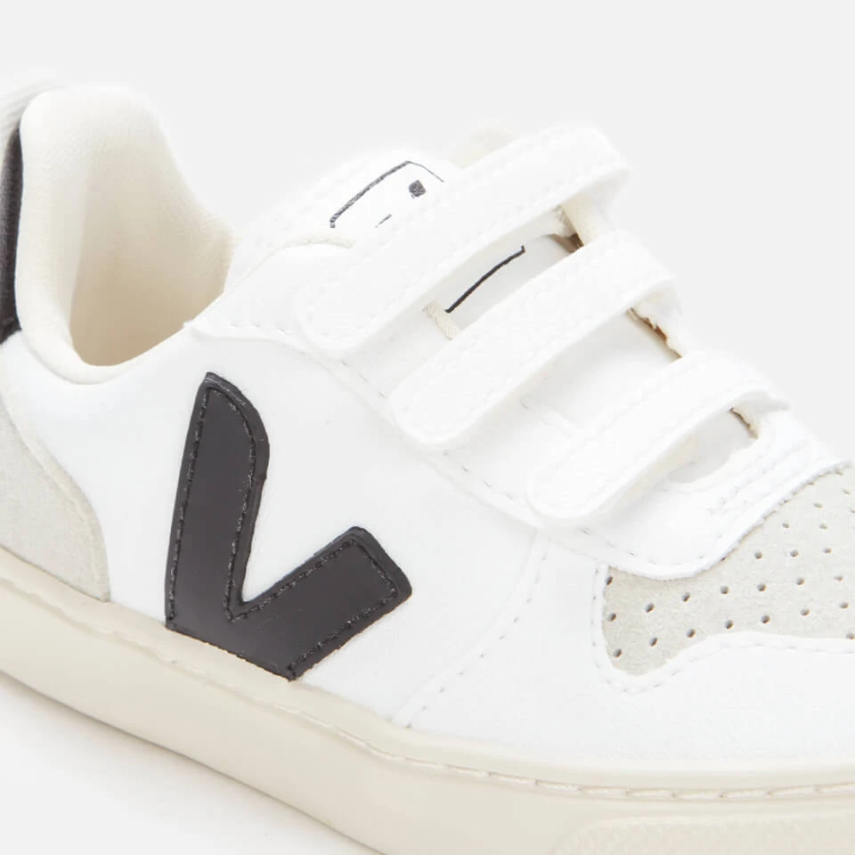 Veja Kids' V-10 Velcro Trainers - White Black 6 Veja Kids' V-10 Velcro Trainers - White Black - Image 4
