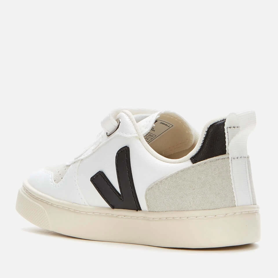 Veja Kids' V-10 Velcro Trainers - White Black 4 Veja Kids' V-10 Velcro Trainers - White Black - Image 2