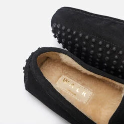 Walk London Men's Rodney Suede Slippers - Black -Vans || Clarks || Ugg Sales 13124476 1034909095854127