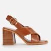 See By Chloé Women's Lyna Leather Platform Heeled Sandals - Tan -Vans || Clarks || Ugg Sales 13326299 4494952974005663