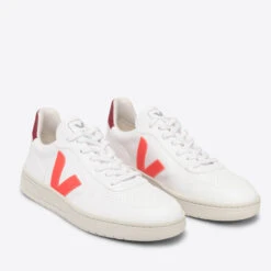 Veja Women's V-10 Vegan Trainers - White/Orange Fluo/Marsala -Vans || Clarks || Ugg Sales 13451842 4884951090377825