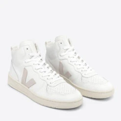 Veja Men's V-15 Leather Hi-Top Trainers - Extra White/Natural -Vans || Clarks || Ugg Sales 13451954 8254951089981768