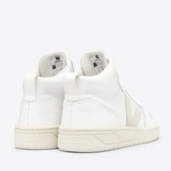 Veja Men's V-15 Leather Hi-Top Trainers - Extra White/Natural -Vans || Clarks || Ugg Sales 13451954 9554951090169412