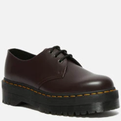 Dr. Martens Women's 1461 Quad Polished Smooth Leather 3-Eye Shoes - Burgundy -Vans || Clarks || Ugg Sales 13527936 1274945860267336
