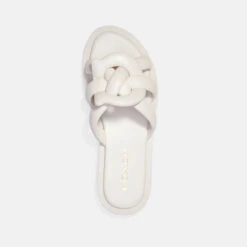 Coach Women's Georgie Leather Slide Sandals - Chalk -Vans || Clarks || Ugg Sales 13529145 1984972660966035
