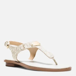MICHAEL Michael Kors Women's MK Plate Toe-Post Sandals - Vanilla -Vans || Clarks || Ugg Sales 13554230 1494960448417646