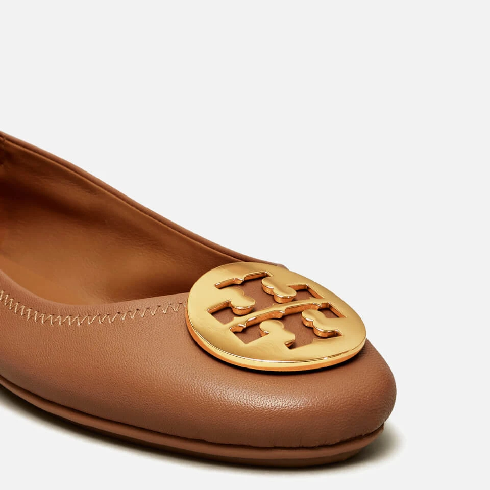 Tory Burch Women's Minnie Travel Leather Ballet Flats - Royal Tan/Gold 6 Tory Burch Women's Minnie Travel Leather Ballet Flats - Royal Tan/Gold - Image 4
