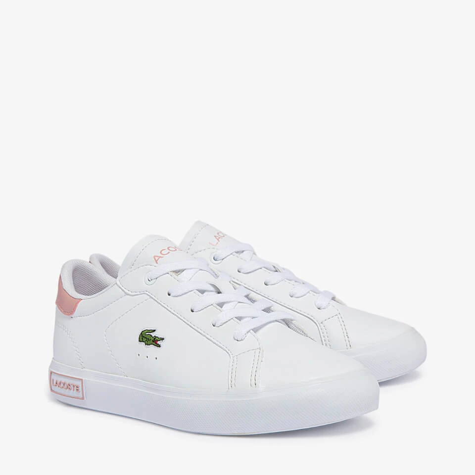 Lacoste Kids' Powercourt 0721 Trainers - White/Pink 4 Lacoste Kids' Powercourt 0721 Trainers - White/Pink - Image 2