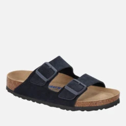 Birkenstock Men's Arizona Sfb Suede Double Strap Sandals - Midnight