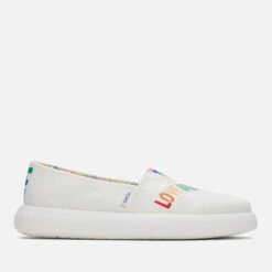 TOMS Women's Alpargata Mallow Pumps - White Canvas/Love Unites Embroidery