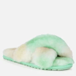 EMU Australia Women's Mayberry Tie Dye Sheepskin Slippers - Neon Mint -Vans || Clarks || Ugg Sales 13642040 1354958873201133