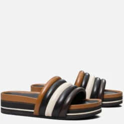 Tory Burch Women's Quilted Leather Flatform Sandals - Black/Mocha Brazil Own/Ivory -Vans || Clarks || Ugg Sales 13659527 1744938133295988