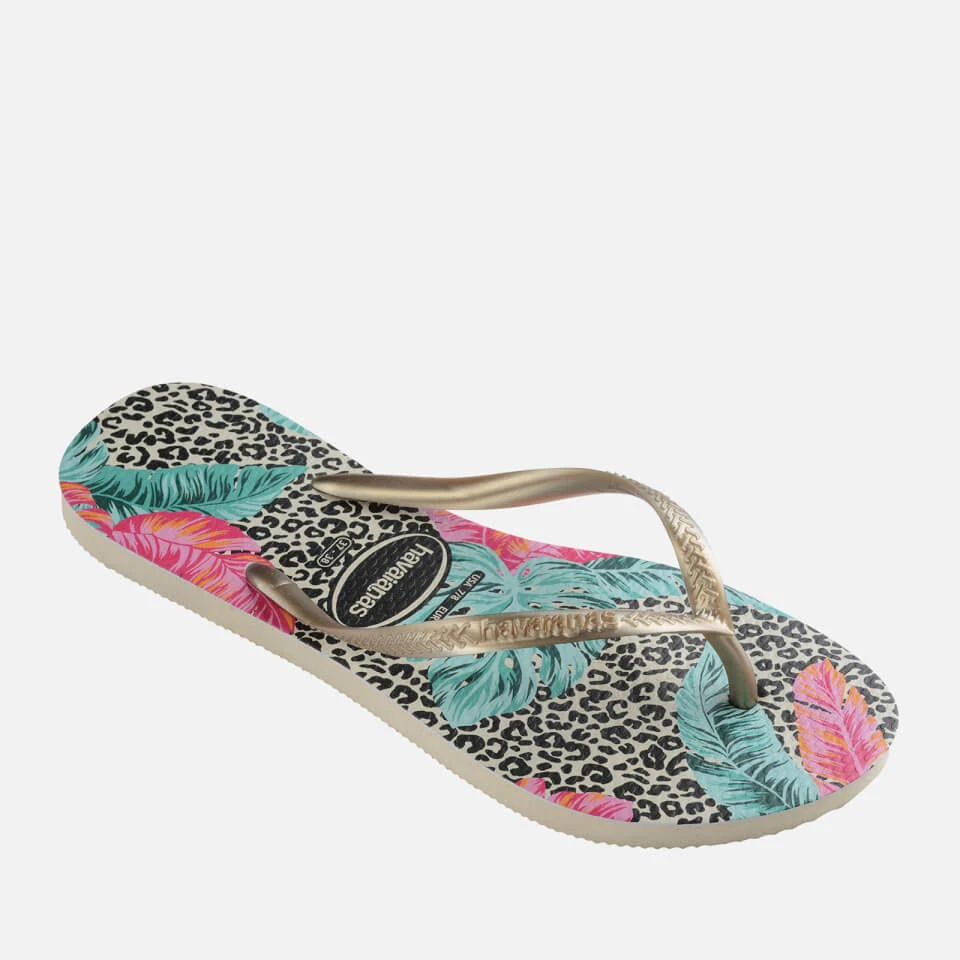 Havaianas Women's Slim Animal Floral Flip Flops - Beige 4 Havaianas Women's Slim Animal Floral Flip Flops - Beige - Image 2