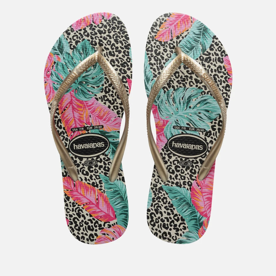 Havaianas Women's Slim Animal Floral Flip Flops - Beige 3 Havaianas Women's Slim Animal Floral Flip Flops - Beige