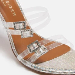 Kurt Geiger London Women's Pierra Vinyl Heeled Sandals - Metal Comb -Vans || Clarks || Ugg Sales 13831288 1694969772877369