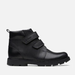 Clarks Kids' Heath Leather Velcro Boots