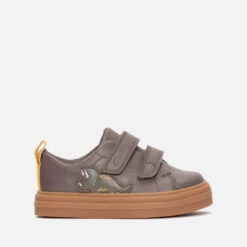 Clarks Toddler Nova Dinosaur Leather Trainers