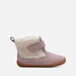 Clarks Toddlers Roamer Moon Suede And Faux Fur Boots