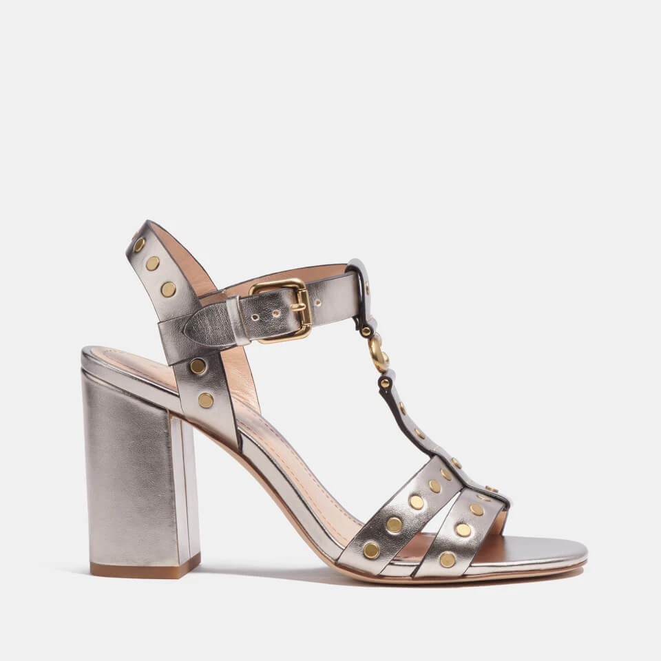 Coach's Margaret Metallic Leather Heeled Sandals 3 Coach's Margaret Metallic Leather Heeled Sandals