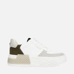 Steve Madden Park Faux Leather And Suede Flatform Trainers