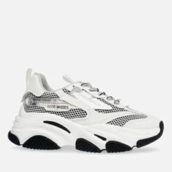 Steve Madden Possession Faux Leather And Mesh Trainers