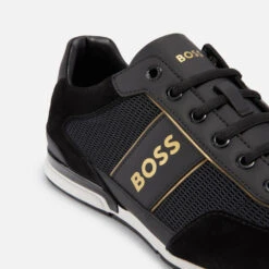 BOSS Men's Saturn Faux Leather And Mesh Trainers -Vans || Clarks || Ugg Sales 14017958 8415026042662786