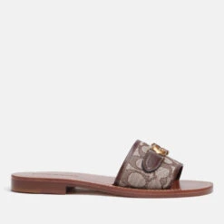 Coach Women's Ina Leather And Jacquard Sandals