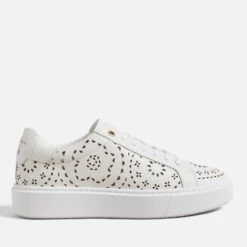 Ted Baker Cwisp Leather Laser Cut Flatform Trainers